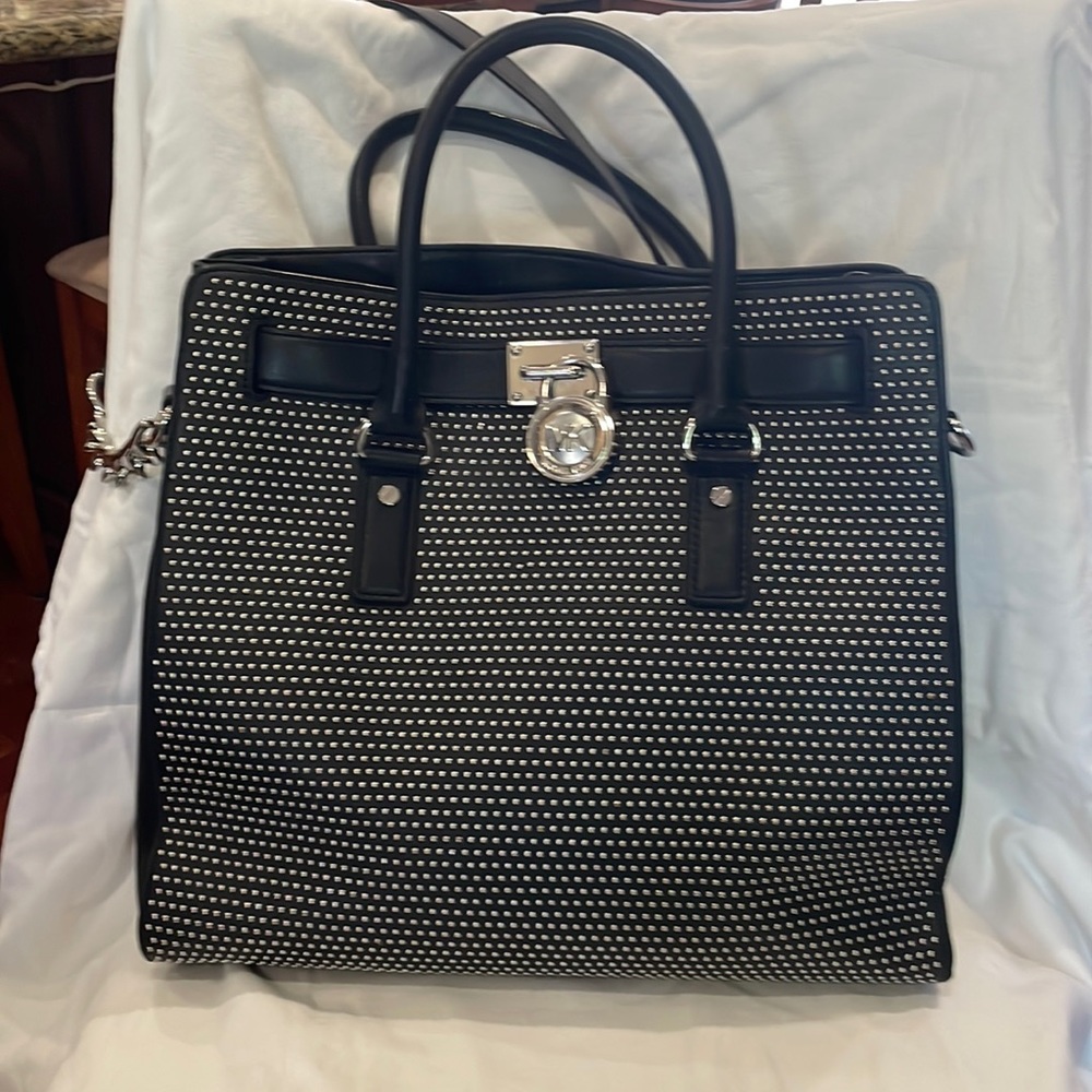 Michael Kors Hamilton Black w/ silver color hardware and studded.